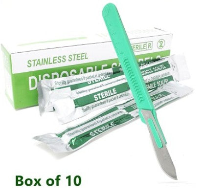 Disposable Scalpel with Handle, Stainless Steel Blade, #22